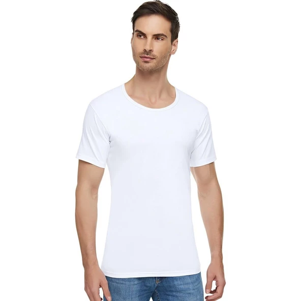 6'Lı TUTKU ELİT 1002 Bisiklet Yaka Erkek Fanila  Beyaz 3XL