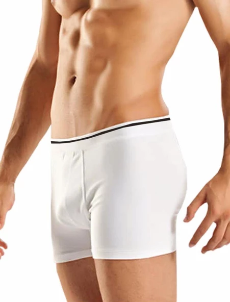 Berrak 1097 Erkek Likralı Esnek Boxer 6'Lı   Beyaz S