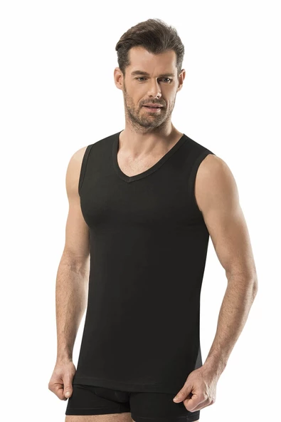Jiber Erkek V Yaka Sıfır Kol Atlet 6'lı Paket - 115  Siyah 2XL ürün görseli