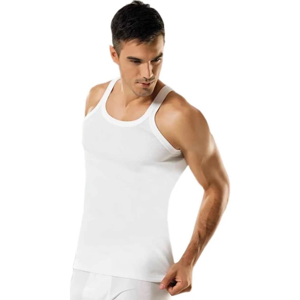 6'Lı Namaldı 112 Ribana Erkek Atlet  Beyaz 2XL