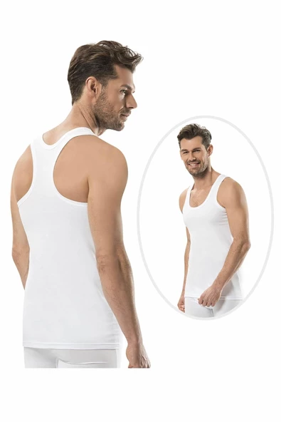 Jiber Erkek Likralı Rambo Atlet 3'lü Paket - 136  Beyaz XL - 3