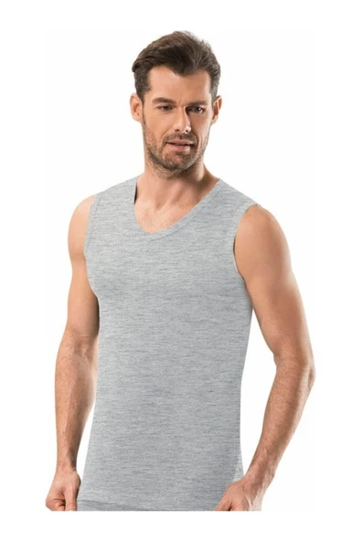 Jiber Erkek V Yaka Sıfır Kol Atlet 6'lı Paket - 115  Gri 2XL ürün görseli 1