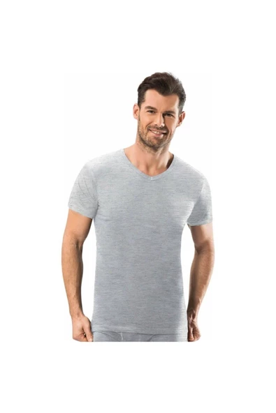 Jiber Erkek V Yaka Fanila 3'lü Paket-112  L Gri - Resim 3