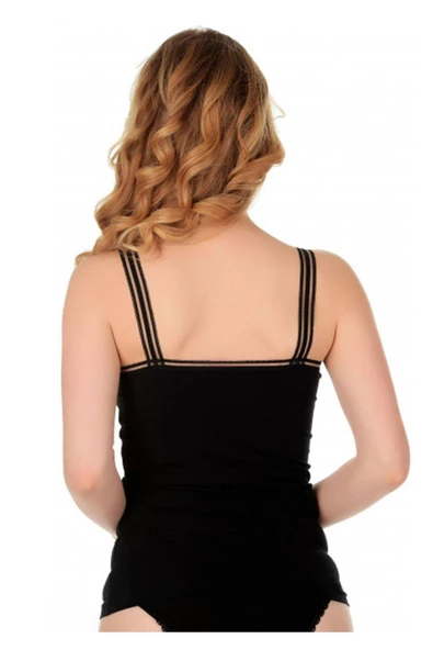 Jiber Kadın V Yaka İp Askılı Atlet 6'Lı Paket - 553  XL Siyah - Resim 4