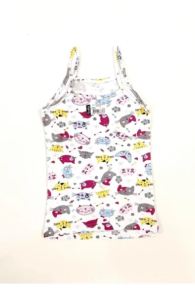 Tutku Kız Çocuk Elastan Empirme İp Askı Atlet 6 Adet  Karışık Renk 3 (5-6 YAŞ) - Resim 2