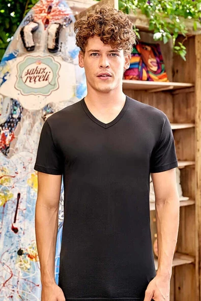 Berrak Erkek Modal V Yaka Atlet 1036 - 3 Adet  Siyah M ürün görseli