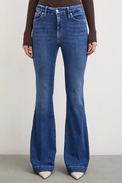 Likralı Flare Jean Mavi - 4