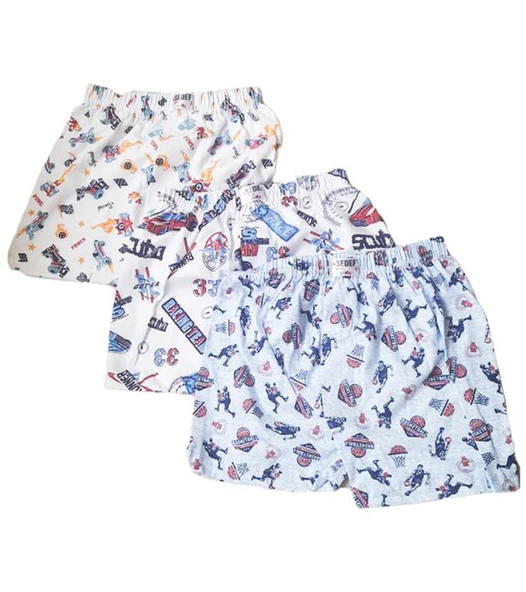 Sedef Yıldızı Erkek Çocuk Desenli Boxer 1037 - 6 Adet   Karışık Renk 5 (9-10 YAŞ) - Resim 3