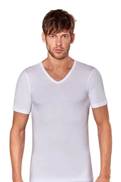 Berrak Erkek Modal V Yaka Likralı Atlet 1037 - 3 Adet  Beyaz S ürün görseli