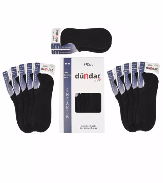 Dündar Erkek Plus Sneaker Çorap - 12 Adet  Siyah 41-45 - Resim 2