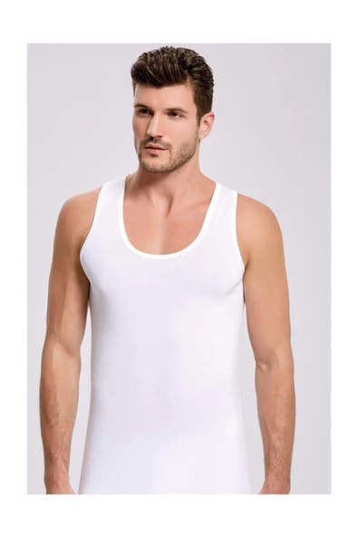 İlke Erkek Penye Askılı Atlet 101 - 6 Adet  Beyaz 2XL - Resim 2