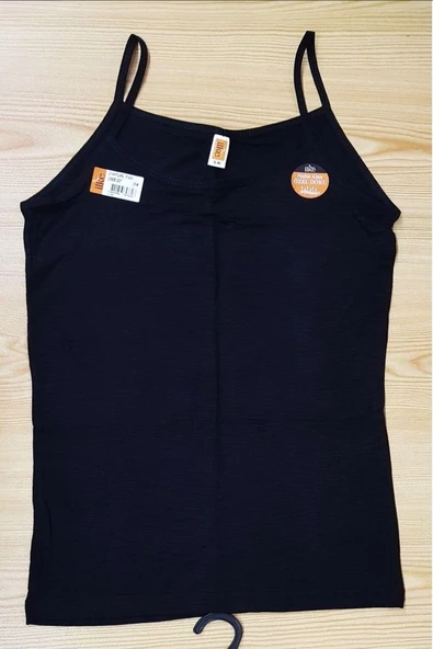 İlke Kadın Likralı Flamlı İnce Askılı Atlet 227 - 6 Adet  Siyah L - XL
