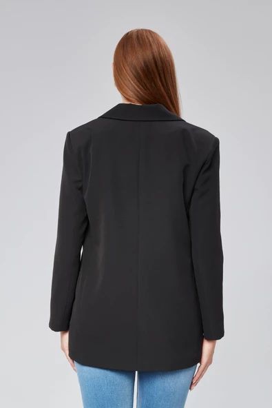 Kadın Regular Düğme Detaylı Astarlı Blazer Ceket - 8