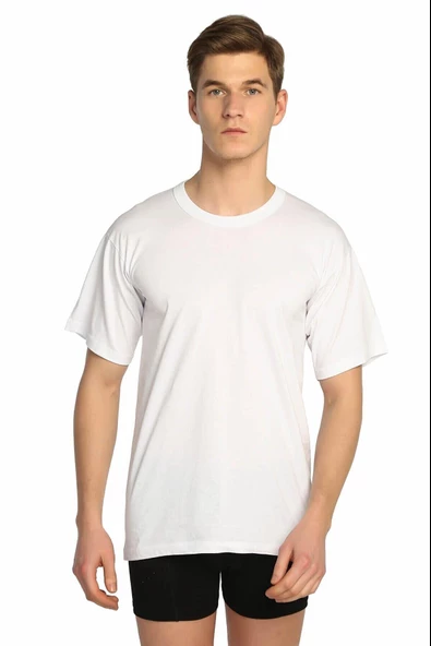 Seher Yıldızı Erkek Penye Renkli Sıfır Yaka Fanila Atlet 003 - 12 Adet KB15037  Beyaz 3XL