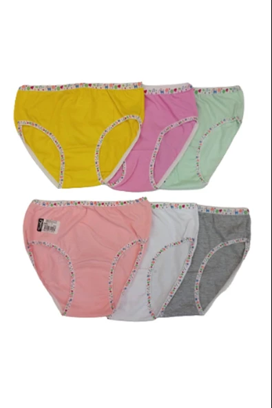 Tutku Kız Çocuk Elastan Arkası Baskılı Bato Külot 0833 - 6 Adet  Karışık Renk 3 (5-6 YAŞ) - Resim 2