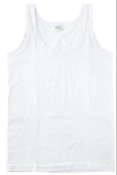 Seher Erkek Çocuk Penye Askılı Atlet - 12 Adet  Beyaz 6 (11-12YAŞ) ürün görseli 1