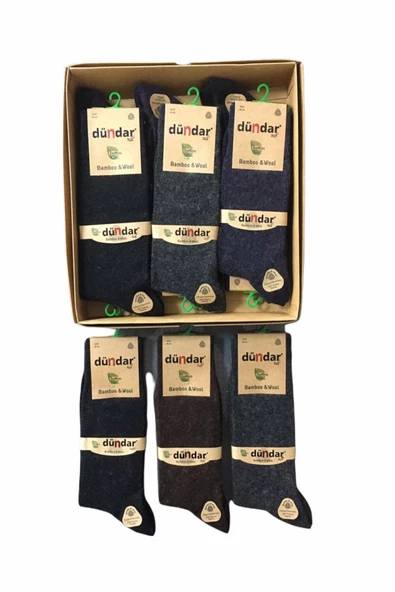 Dündar Erkek Plus Bambu Yün Çorap 5923 - 6 Adet  Karışık Renk 40-44 - Resim 3