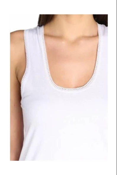 Seher Yıldızı Kadın Kaşkorse Kalın Askılı Atlet 010 - 12 Adet  Beyaz 3XL - Resim 2