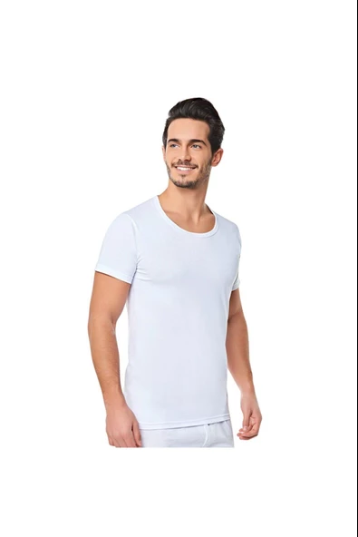 Seher Yıldızı Erkek Penye Bisiklet Yaka Fanila Atlet 002 - 12 Adet   Beyaz 2XL