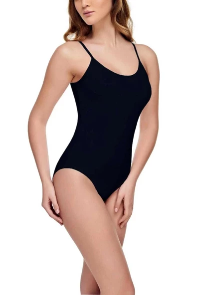 Seher Yıldızı Kadın Elastan İp Askılı Kancalı Bady 066 - 2 Adet  XL Siyah