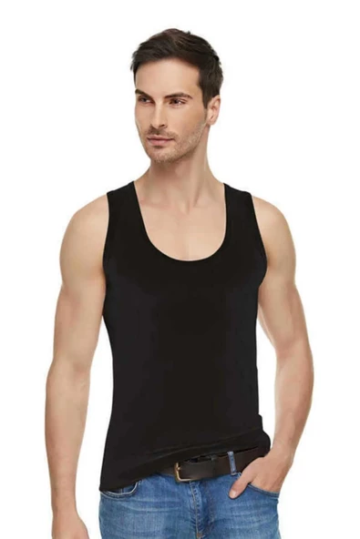 Tutku Elit Erkek Modal Likralı Askılı Atlet 1201 - 9 Adet  Siyah 2XL