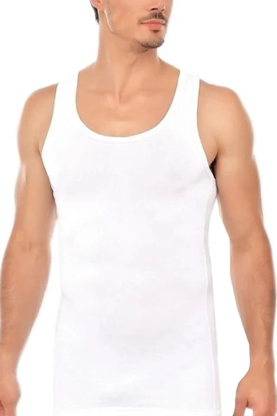 Sedef Yıldızı Erkek Penye Askılı Atlet 1001 - 12 Adet  Beyaz 3XL