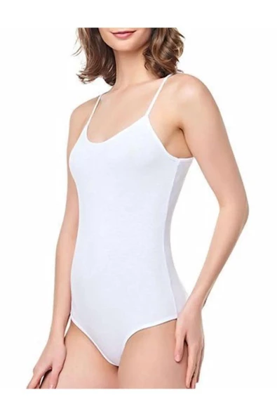 Seher Yıldızı Kadın Elastan İp Askılı Kancalı Bady 066 - 2 Adet  Beyaz XL