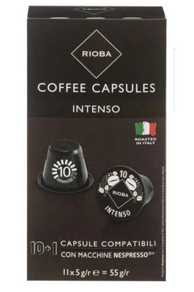 Rioba Kapsül Espresso Kahve Intenso 11*5 Gr, Sert Içim Sevenlere Intenso Kapsül Kahve-des Biens