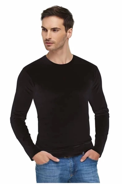 Tutku Elit Erkek Sıfır Yaka Likralı Uzun Kol Fanila Atlet 1302 - 6 Adet  Siyah 2XL