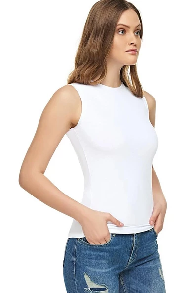 Tutku Elit Kadın Sıfır Kol Likralı Fanila Atlet 2201- 3 Adet   Beyaz M ürün görseli