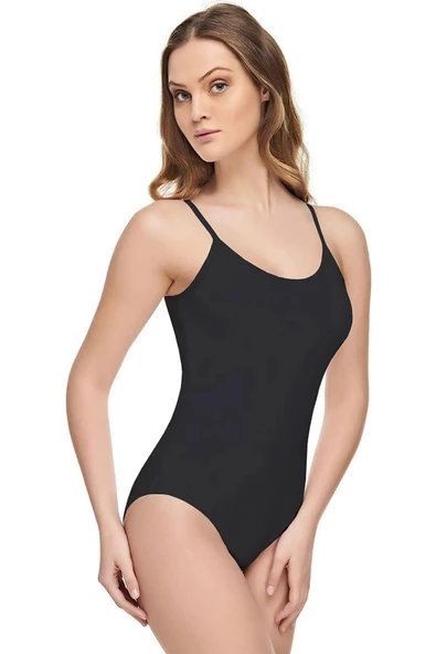 Tutku Elit Kadın Modal Likralı İp Askılı Kancalı Body 2004 - 2 Adet  Siyah S