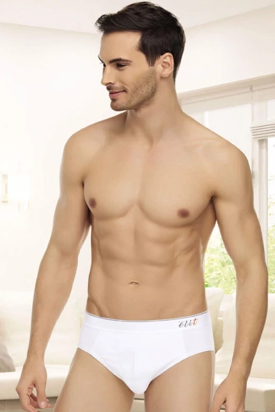Tutku Elit Erkek Likralı İnce Bel Kemerli Slip Külot 1351 - 6 Adet  Beyaz 2XL