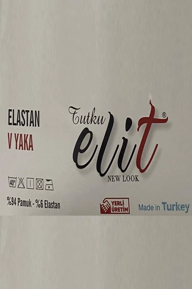 Tutku Elit Erkek V Yaka Likralı Kısa Kol Fanila Atlet 1303 - 6 Adet  XL Siyah - Resim 8