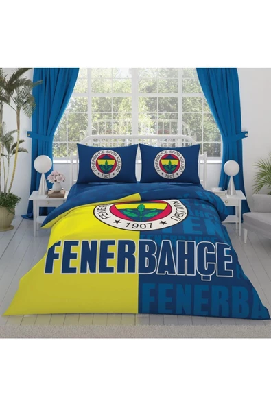 TAÇ LİSANSLI FENERBAHÇE PARÇALI LOGO PAMUKLU ÇİFT KİŞİLİK NEVRESİM TAKIMI