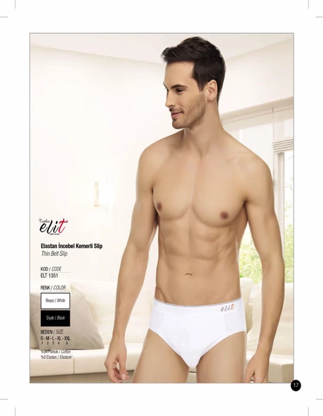 Tutku Elit Erkek Likralı İnce Bel Kemerli Slip Külot 1351 - 6 Adet  Beyaz 2XL - 2