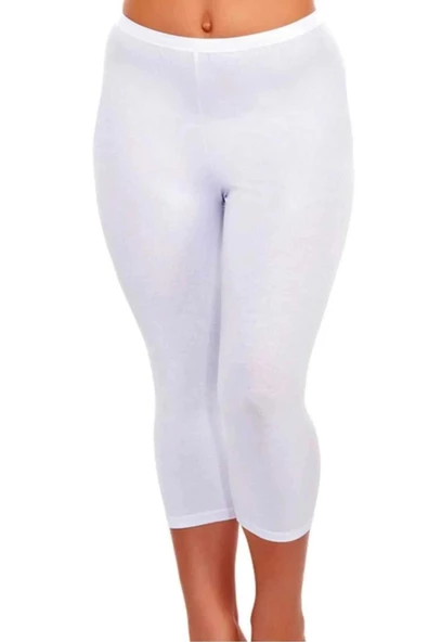 Tutku Elit Kadın Modal Likralı Kapri Tayt 2102 - 2 Adet  Beyaz 2XL