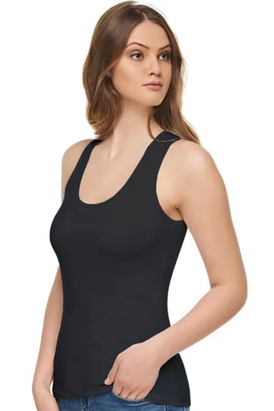 Tutku Elit Kadın Modal Likralı Geniş Askılı Atlet 2002 - 6 Adet  XL Siyah - Resim 4