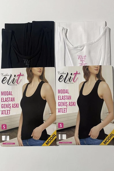 Tutku Elit Kadın Modal Likralı Geniş Askılı Atlet 2002 - 3 Adet  XL Siyah - Resim 5