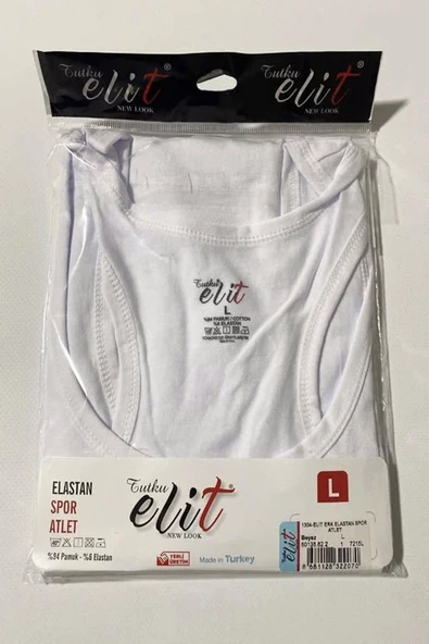 Tutku Elit Erkek Likralı Spor Askılı Atlet 1304 - 6 Adet  Beyaz M - Resim 3