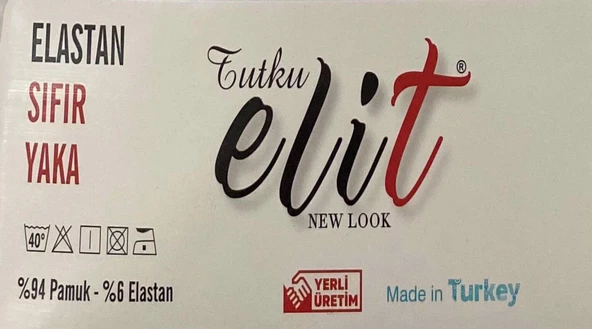 Tutku Elit Erkek Sıfır Yaka Likralı Kısa Kol Fanila Atlet 1301 - 6 Adet  Siyah 2XL - Resim 5