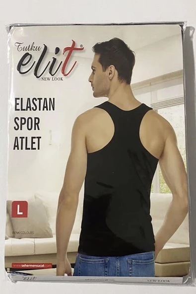Tutku Elit Erkek Likralı Spor Askılı Atlet 1304 - 9 Adet  Siyah S - Resim 5
