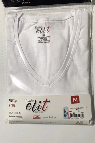 Tutku Elit Erkek V Yaka Likralı Kısa Kol Fanila Atlet 1303 - 9 Adet  Beyaz XL - 2