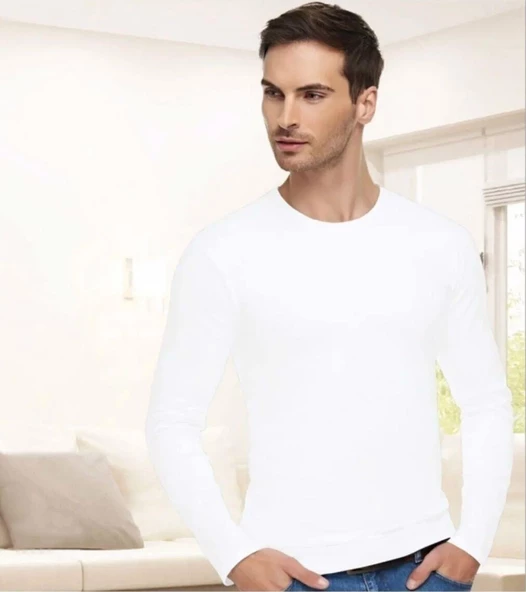 Tutku Elit Erkek Sıfır Yaka Likralı Uzun Kol Fanila Atlet 1302 - 2 Adet  Beyaz 2XL