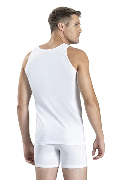 Jiber Erkek Pamuklu Geniş Askılı Atlet 101 - 9 Adet  Beyaz 2XL - Resim 3