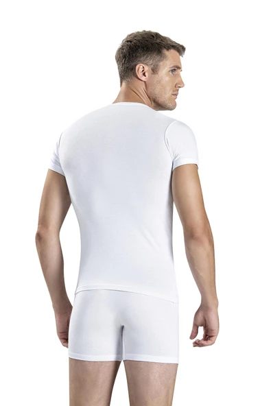 Jiber Erkek Pamuklu V Yaka Fanila Atlet 105 - 12 Adet  Beyaz 2XL - Resim 2