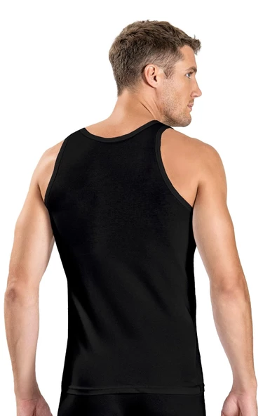 Jiber Erkek Klasik Renkli Askılı Atlet 110 - 9 Adet  Siyah 2XL - Resim 2