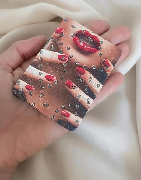 Ayna Makyaj Aynası Kadın Dudak Model Cep El Aynası Çanta Seyahat Taşınabilir - 2