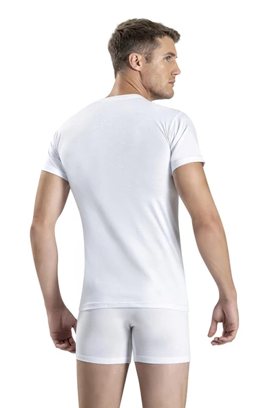 Jiber Erkek Pamuklu Sıfır Yaka Fanila Atlet 104 - 9 Adet  Beyaz 2XL - Resim 3