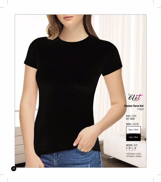 Tutku Elit Kadın Yarım Kol Likralı Fanila Atlet 2202- 9 Adet   Siyah M - Resim 2