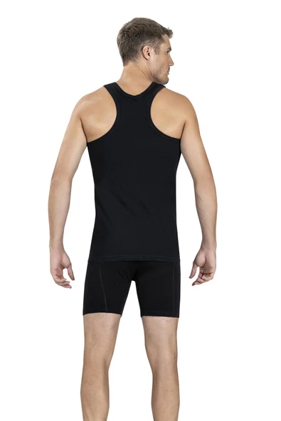 Jiber Erkek Sporcu Rambo Renkli Askılı Atlet 113 - 9 Adet  Siyah M ürün görseli